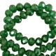 Faceted glass beads 4x3mm disc Fairway green-pearl shine coating